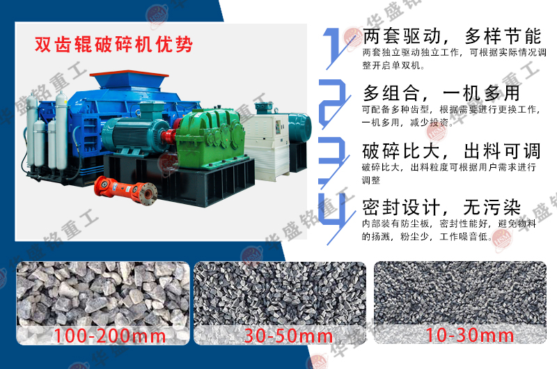 雙齒輥破碎機 雙齒輥破碎機處理銑刨料泥礦效果好,產(chǎn)品尺寸均勻粉末產(chǎn)生少